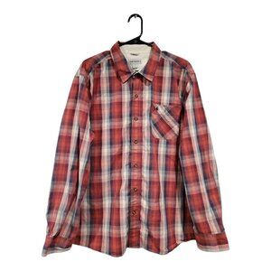 Carhartt Men's Cotton Button Down Plaid Shirt Red Size 2XL Slim Fit Long…